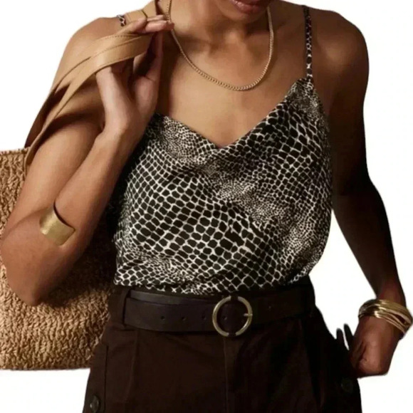 Banana Republic Silky Cowl Neck Animal Print Camisole - Picture 1 of 5